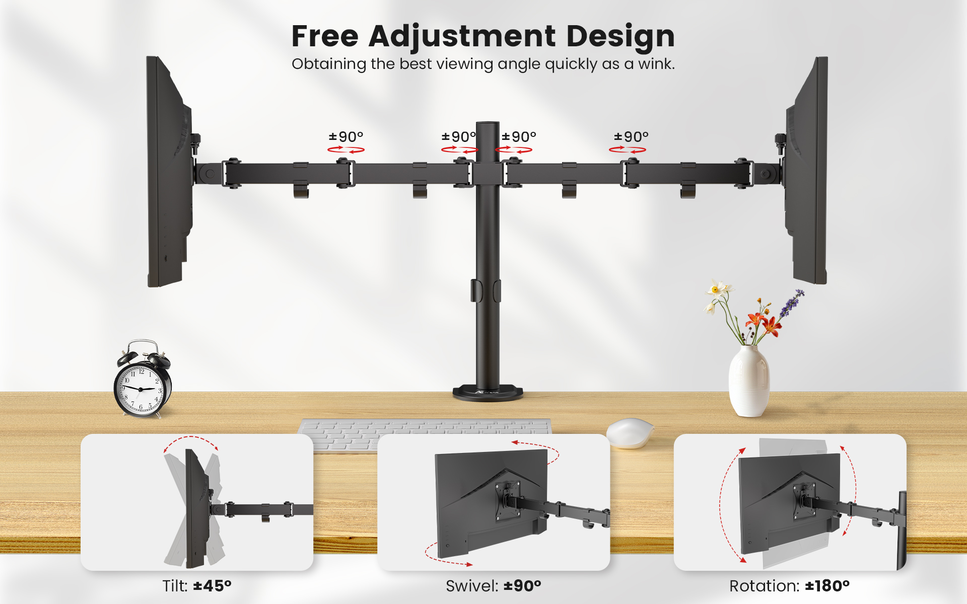 ACGAM Articulated Steel Dual-Monitor Mount Fits 2 Computer Screens 17 - 32 in