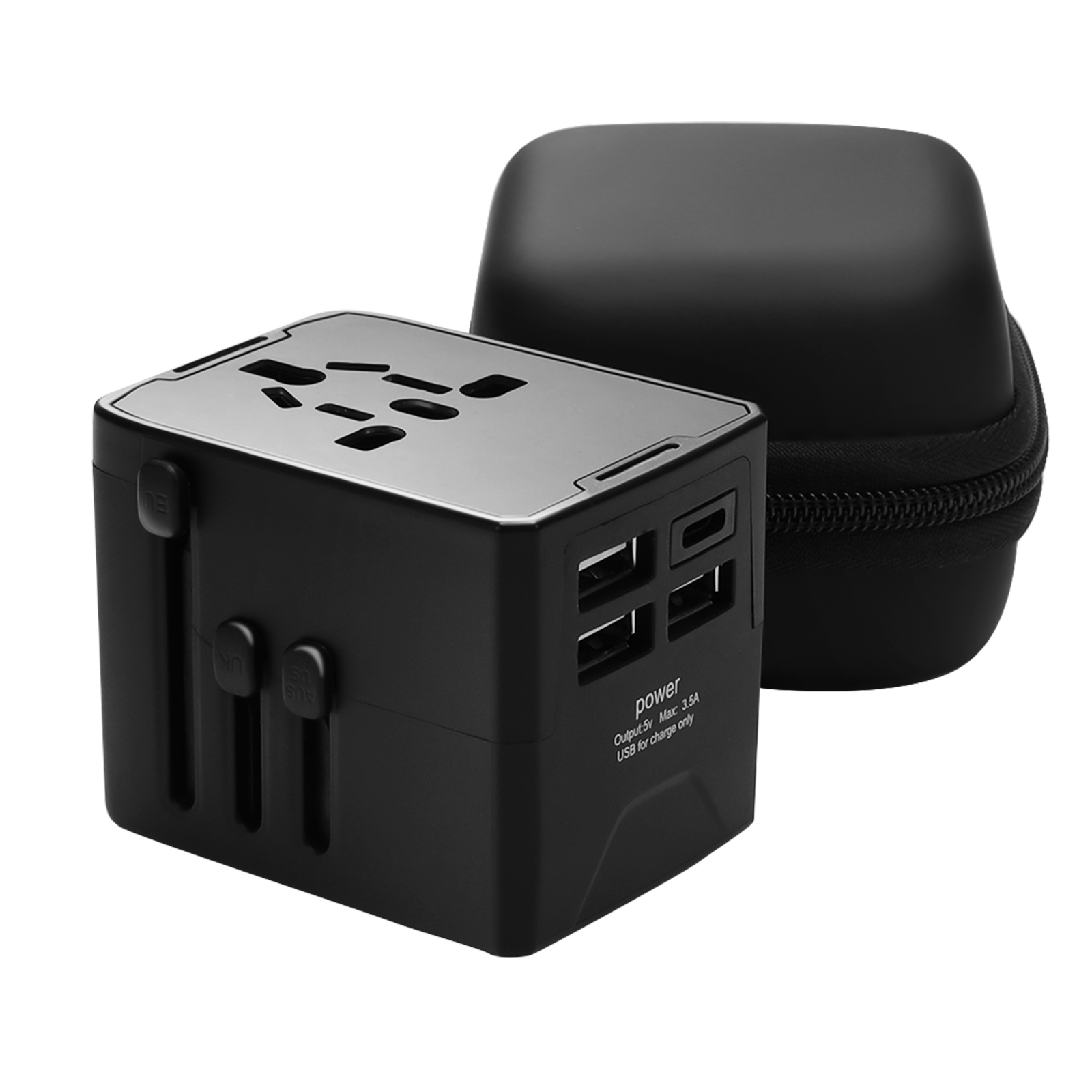 3.5A Type-C fast charging  International power adapter with 3 USB and 1 TYPE-C charging port  The pe