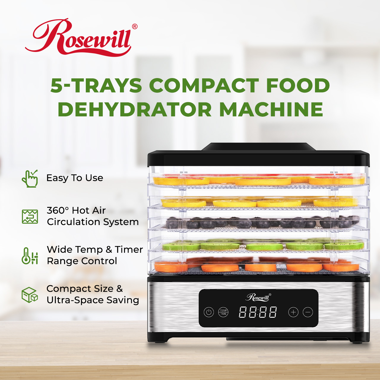 Rosewill Compact Food Dehydrator 5-Trays