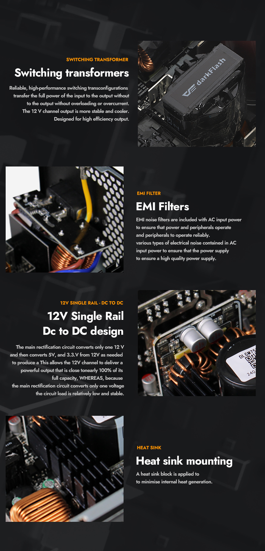 darkFlash PMT850, 850W Fully Modular Power Supply, 80 PLUS Gold & Cybenetics Platinum Certified