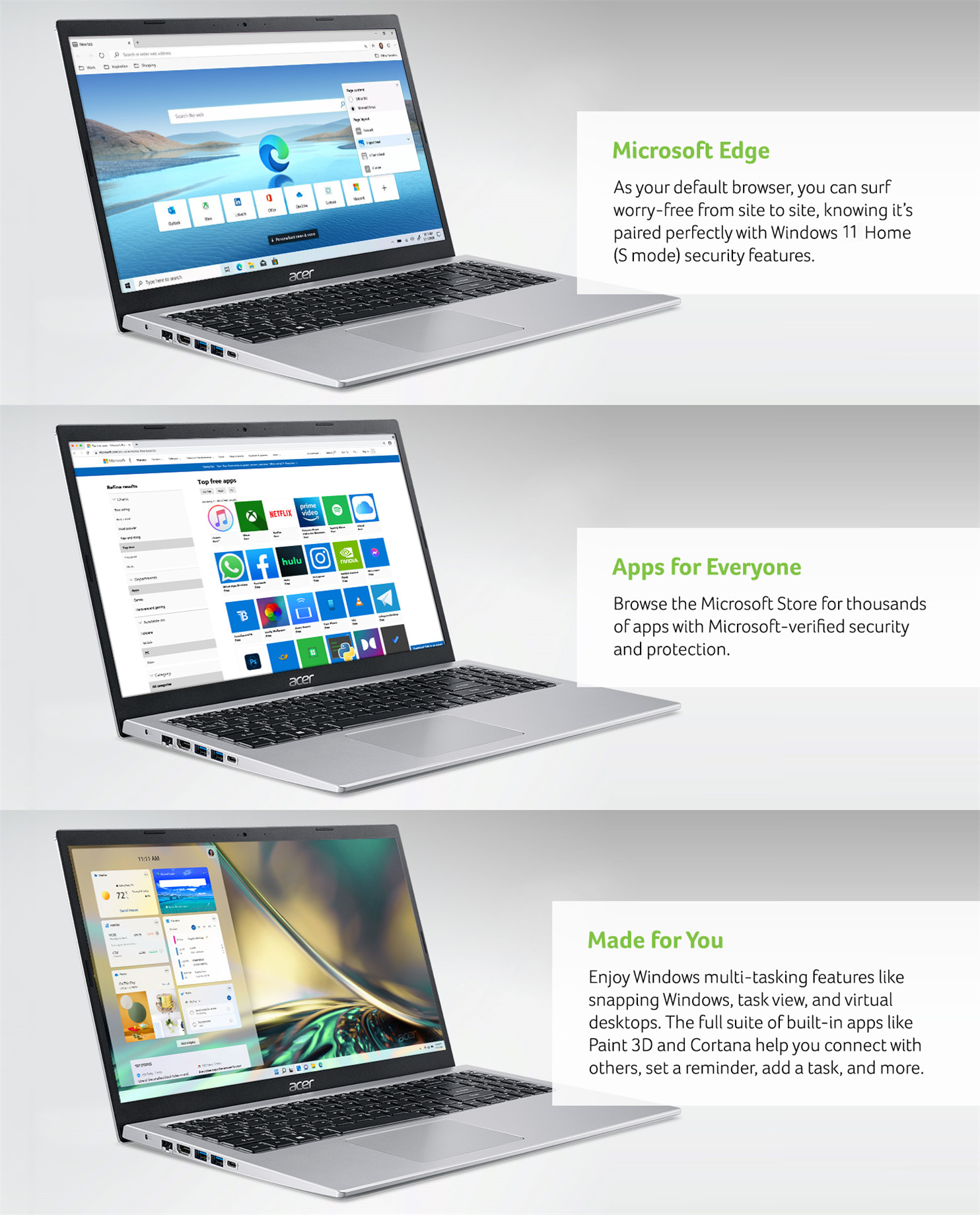 Acer Aspire 5 15.6" FHD Display, 11th Gen Intel Core i31115G4 (up to 4