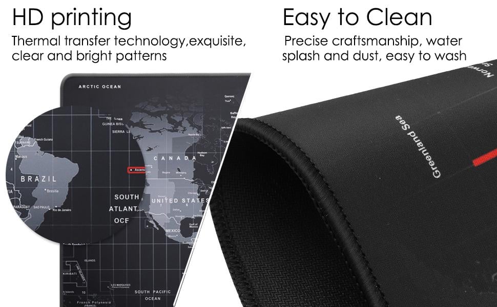 NeweggBusiness - Jansicotek XL 900*400*2mm World Map Speed Keyboard Mouse  Pad Mat Computer Gaming Mousepad Locking Edge Table Mat- Non-slip Rubber  Base for PC Computer Laptop