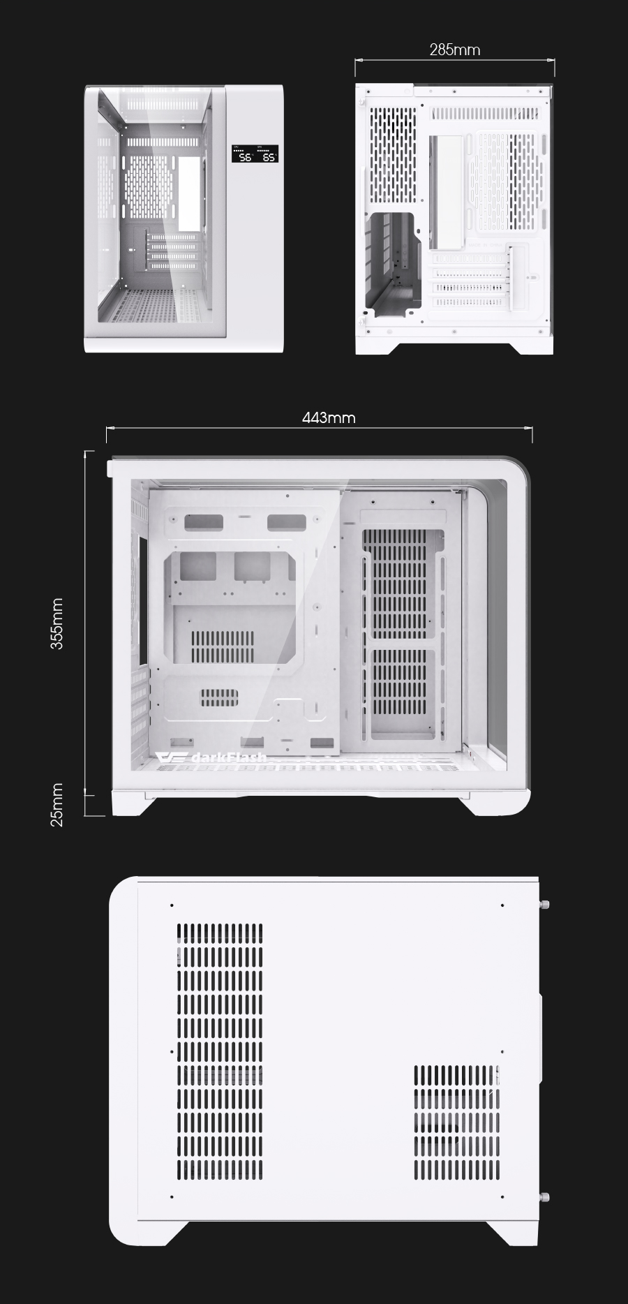 darkFlash L280M, Micro-ATX PC Gaming Case with Dual Real-Time Display