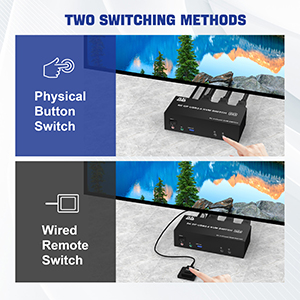 Switch by Panel button/desktop controller Quickly switch between the 2 computers with just one click