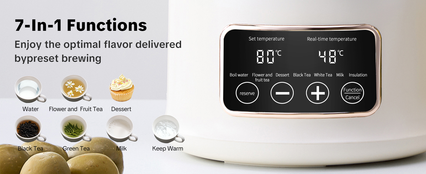 Seven preset functions for perfect brewing.