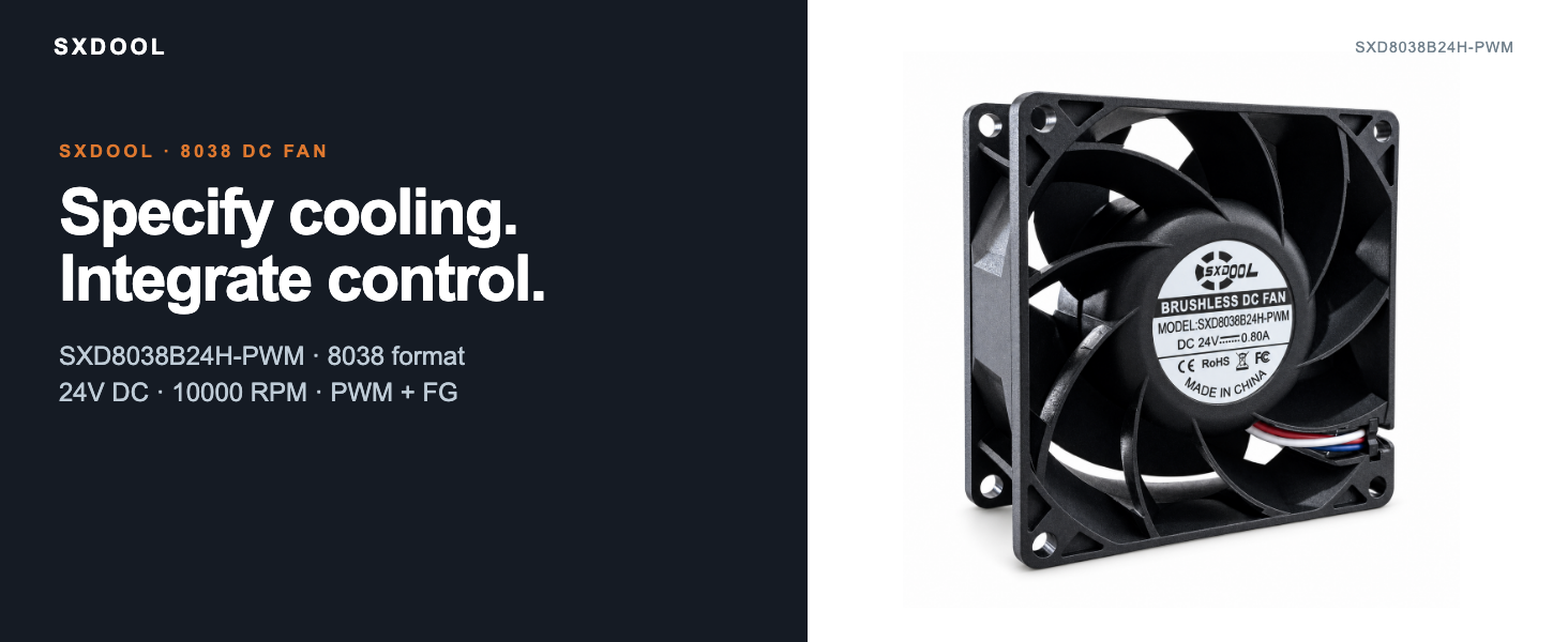 SXDOOL SXD8038B24H-PWM 24V DC fan with PWM control and FG feedback