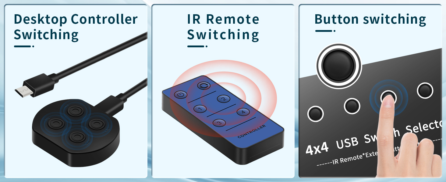 3 switching methods  The remote control does not come with batteries.