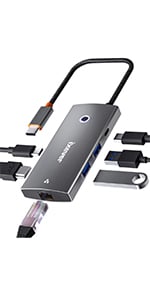 USB Type C HUB 6-in-1 Ethernet Adapter