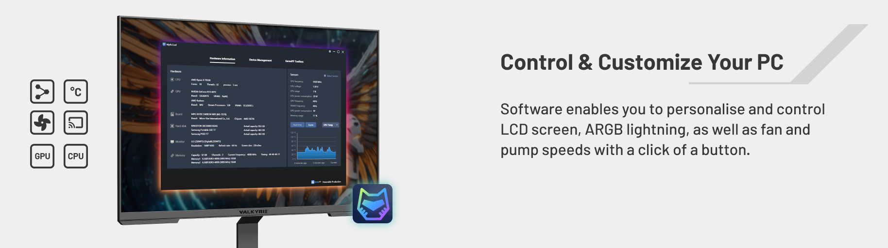 Addressable RGB LED Lighting   Easily control RGB lightning through Valkyrie Control Software or com