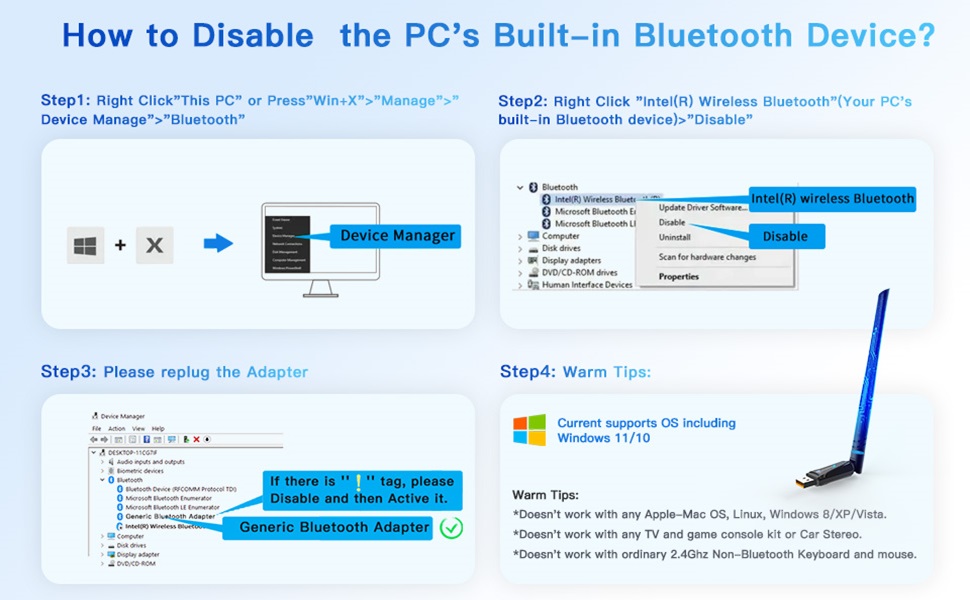 AX909B Wi-Fi 6 and Bluetooth 5.4 adapter utilizes its 5dBi high-gain external antenna to ensure stro