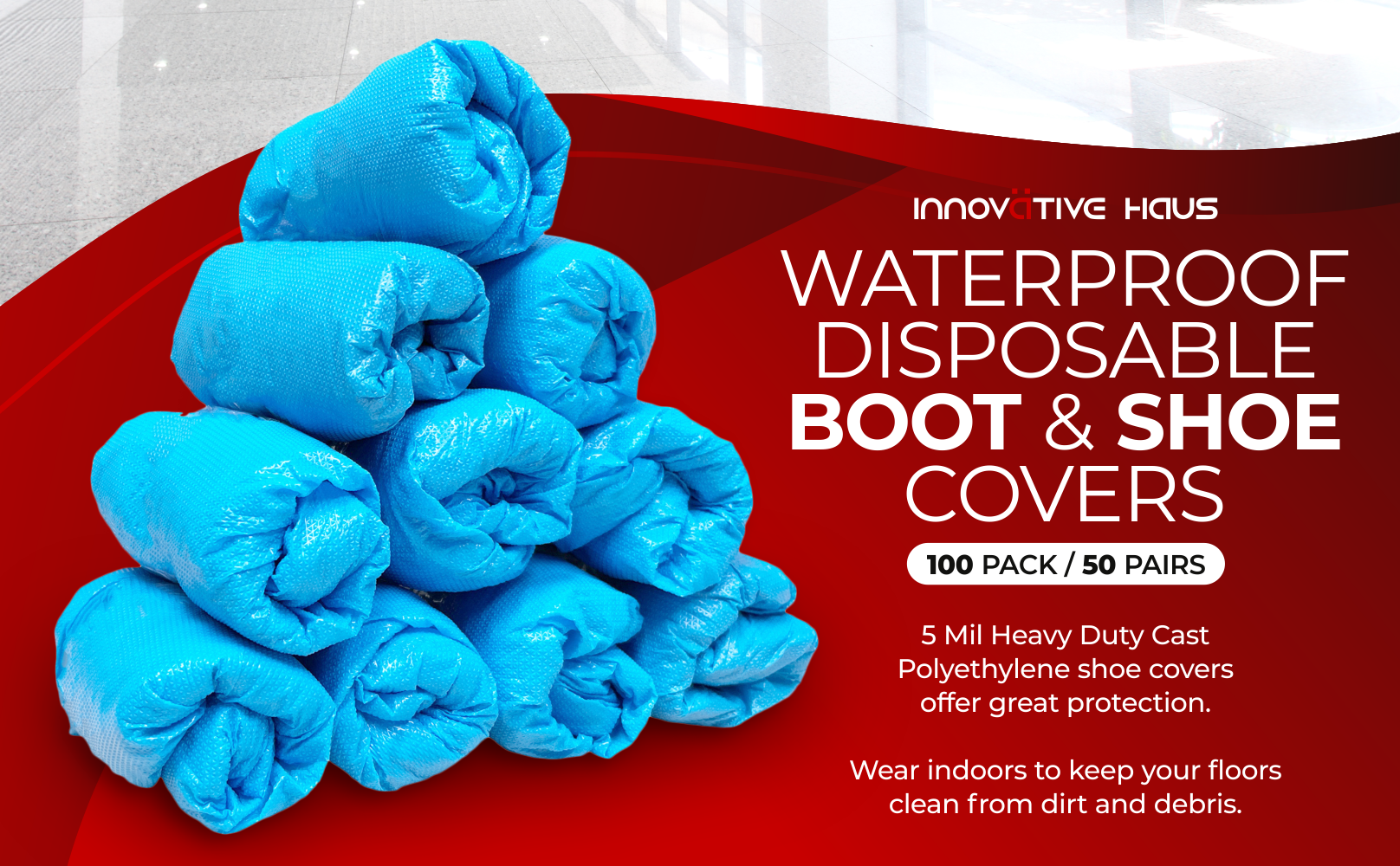 waterproof shoe covers disposable indoor blue x large thick innovative haus CPE