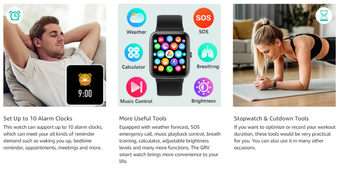 GRV Smart Watch for iOS and Android Phones (Answer/Make Calls