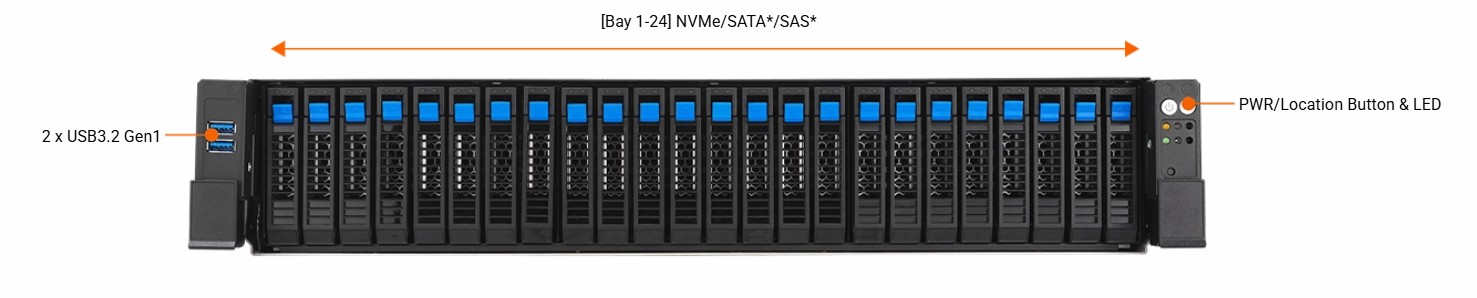 ASUS RS720-E12-RS24U-27W10G 2U Rackmount All-Flash Server