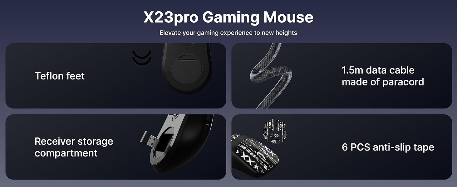 Wireless Gaming Mouse, PAW3311 Sensor, 49g Lightweight Mouse, 12000 DPI, 2.4G/BT5.0/USB-C Tri-Mode G