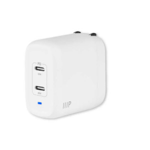 USB-C Charger, 40W 2-port PD GaN Technology Foldable Wall Charger White, Power Delivery for iPad Pro