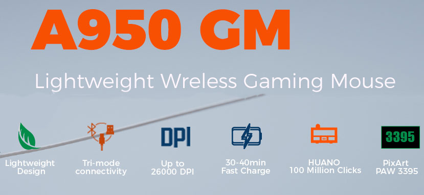 DAREU A950GM Wireless Gaming Mouse - White