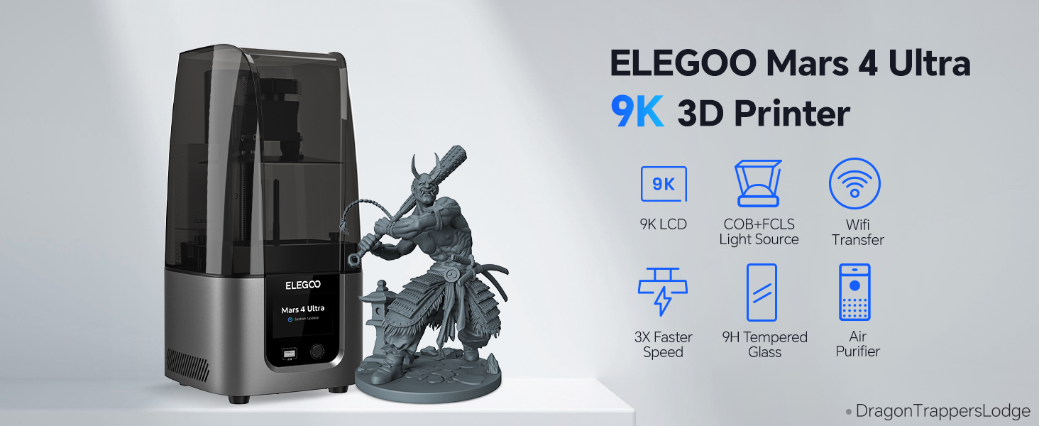 ELEGOO Mars 4 Ultra Resin 3D Printer, 7-Inch 9K Mono LCD, 3x