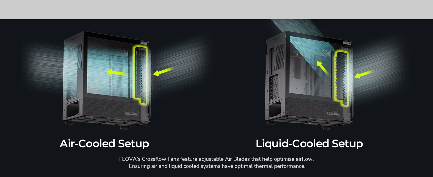 TRYX FLOVA Black ATX PC Case Cross Flow Fan with Air Blade for CPU Air Cooler and AIO