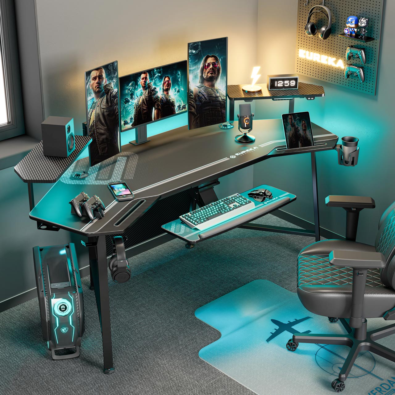 Eureka Ergonomic® Aero 72 Studio Desk, Large Computer Workstation with  Full-Covered Mouse Pad and Swivel Keyboard Tray, Black 