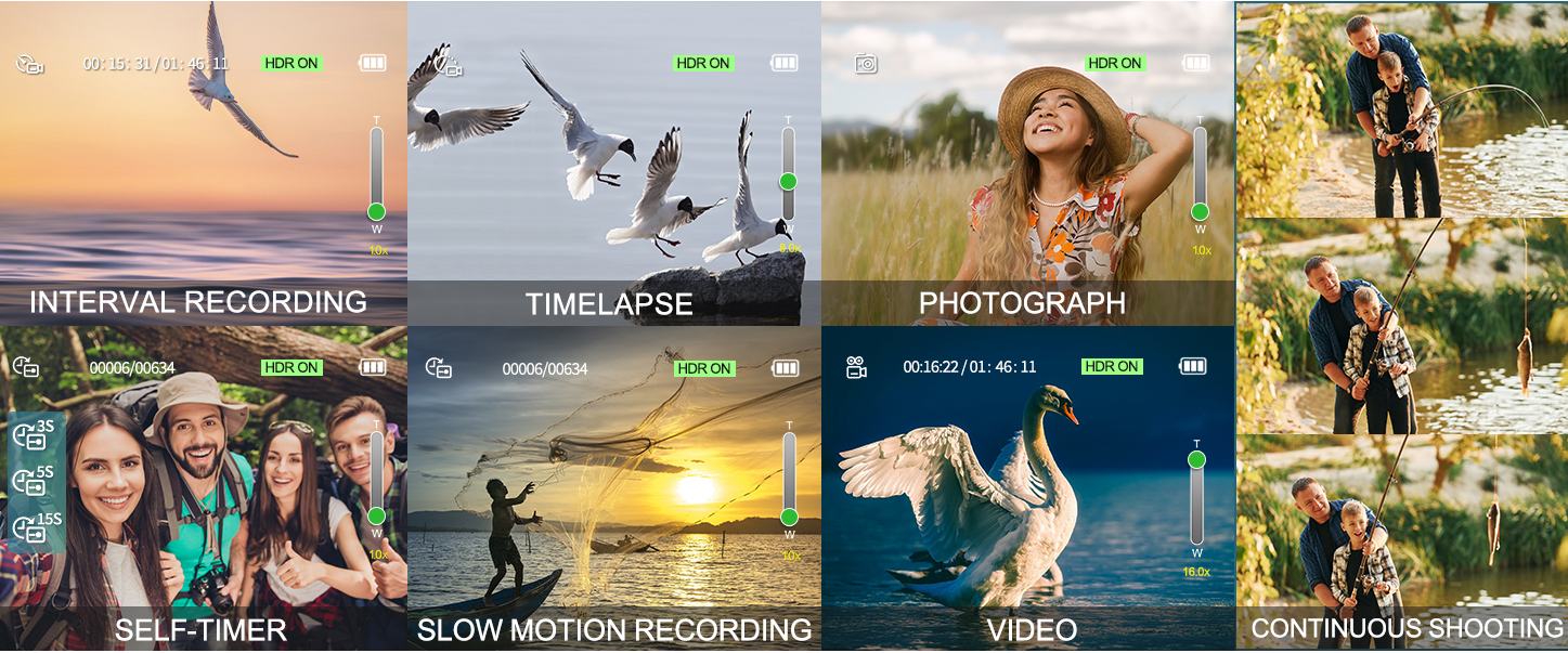Diverse shooting modes satisfy all photography and video creation needs for daily life and travel.