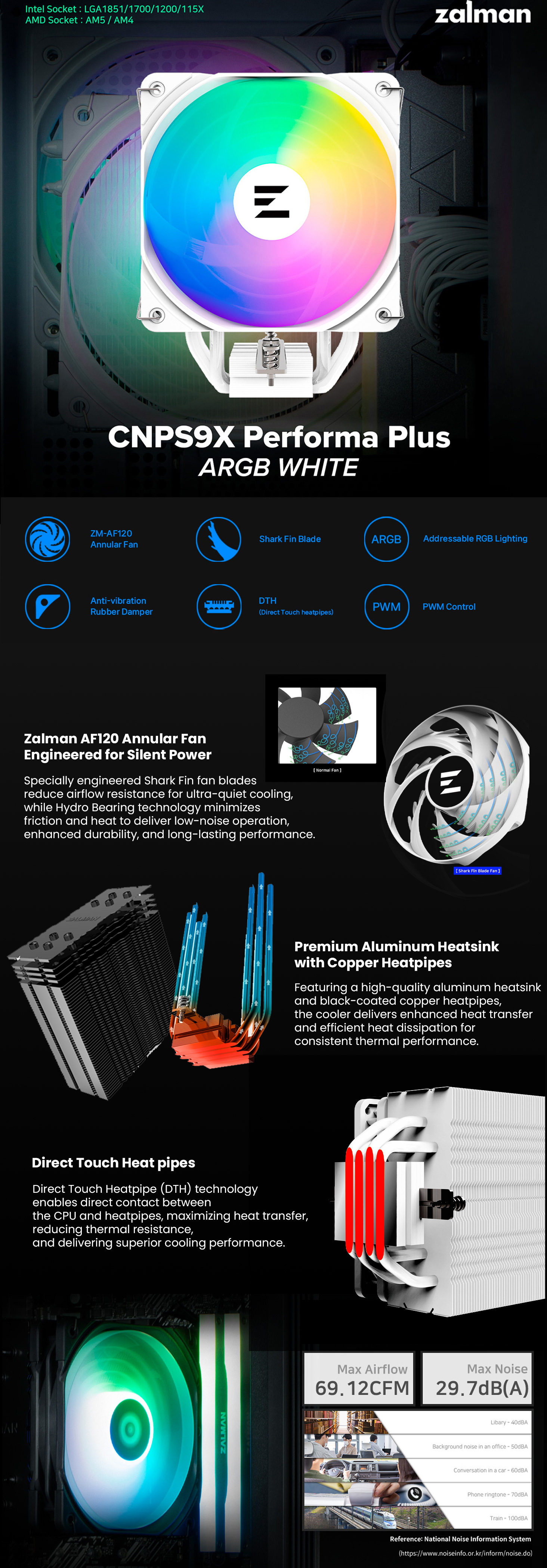 Zalman 9X Plus ARGB CPU Air Cooler White