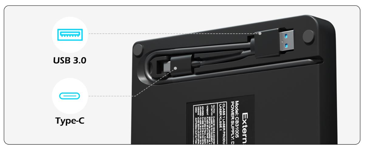 External CD/DVD Drive for Laptop, USB 3.0 Type-C External DVD Drive Portable DVD Player for Laptop,