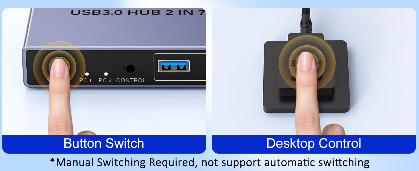 2-in 7-Out USB 3.0 Switch, USB Switcher for 2 Computers Share 7 USB Devices