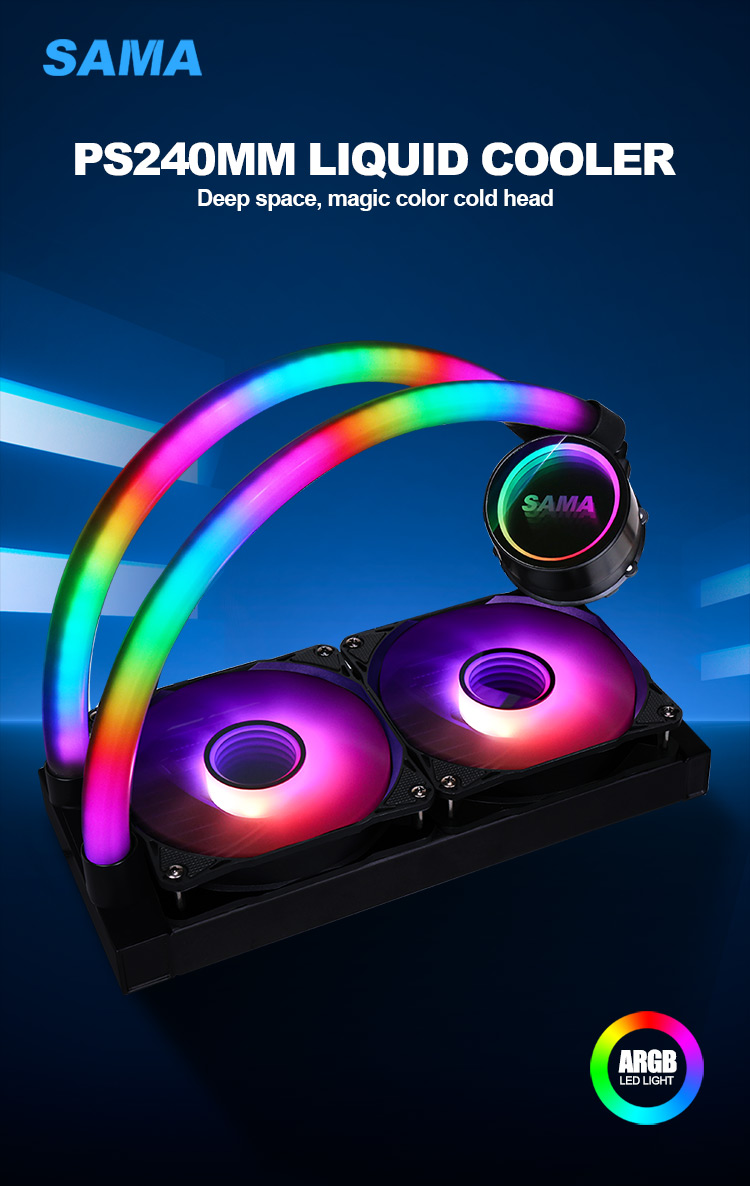 SAMA 240mm Cpu Liquid Cooler ARGB 240 AIO With Infinity Mirror Aluminum