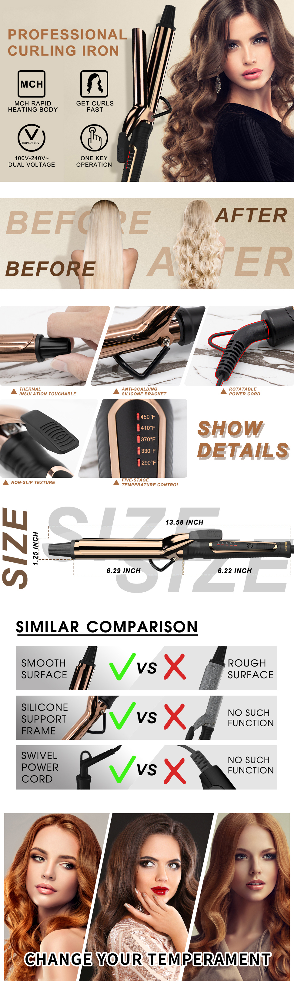 gold curling iron