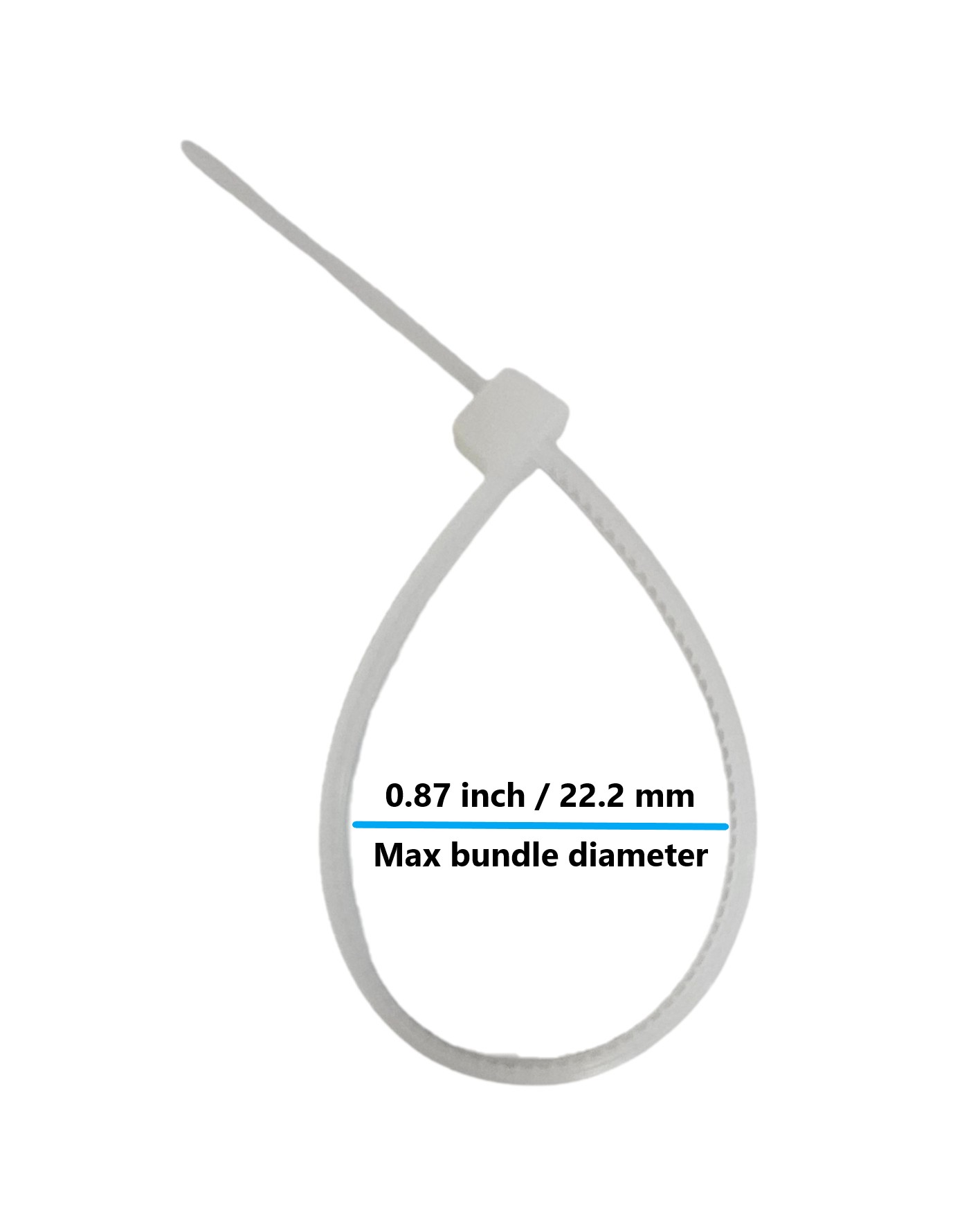 Max bundle diameter: 0.87 inch=22.2 mm