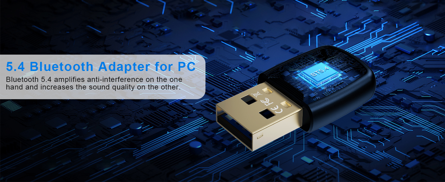 IHDAPP Bluetooth Adapter PC, USB Bluetooth 5.4 Adapter EDR Bluetooth Dongle for Windows 11/10/8.1/7