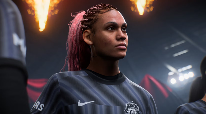 EA SPORTS FC 26 gameplay screenshot showing authentic player likenesses and stadium atmosphere with 20000 plus players