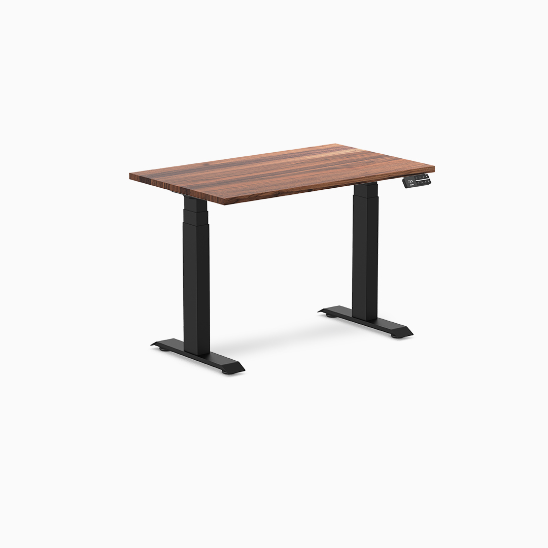 mini standing desk, small sit stand desk, hardwood standing desk, compact desk, height adjustable