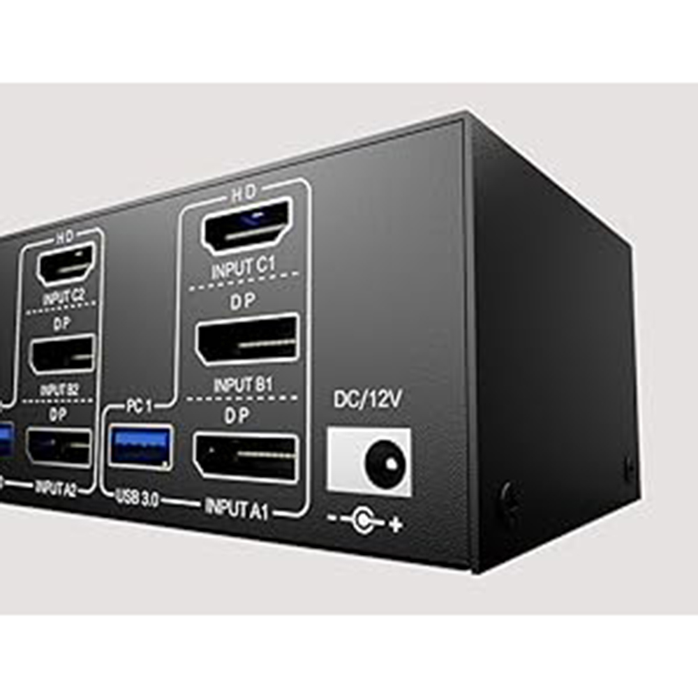 12V Power Adapter (Included) Make 2 monitors KVM switch work smoother and more stable when using hig