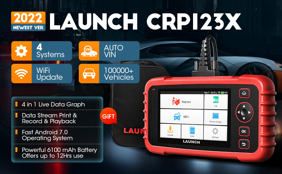Launch Scanner CRP123X Code Reader Car Diagnostic Scanner for ABS SRS  Transmission Engine Scan Tool 
