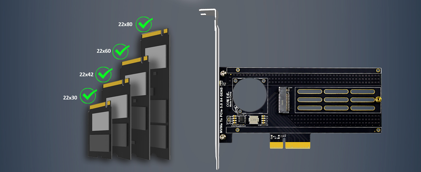 M.2 NVMe to PCIe 5.0 X4 Adapter