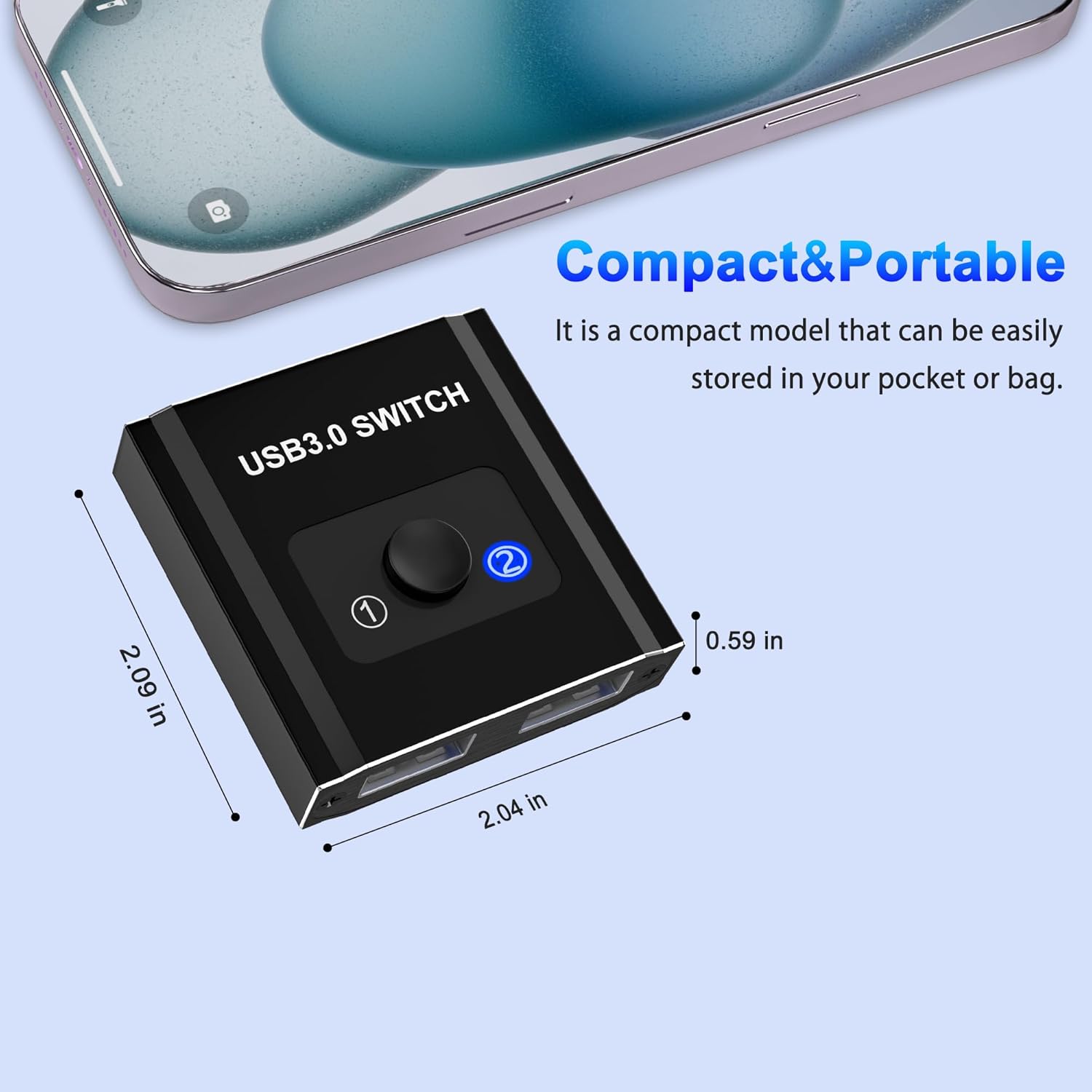 USB 3.0 Switch, Bi-Directional USB Switch 1 in 2 Out/2 in 1 Out, USB Switcher 2 Computers Sharing De