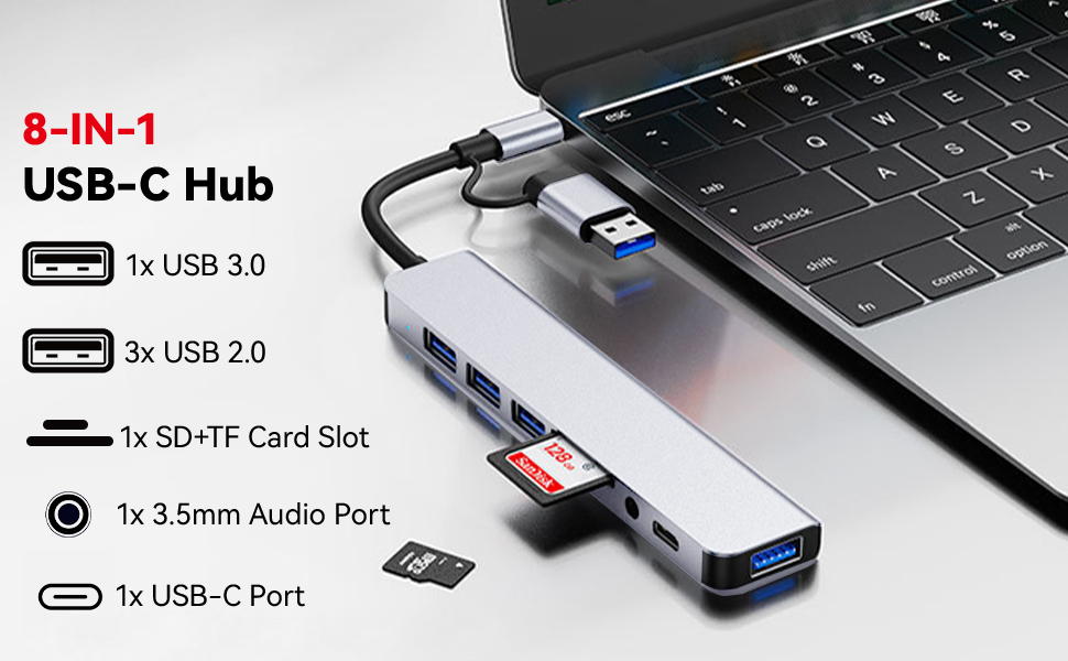 USB C Hub USB Splitter 8 in 1