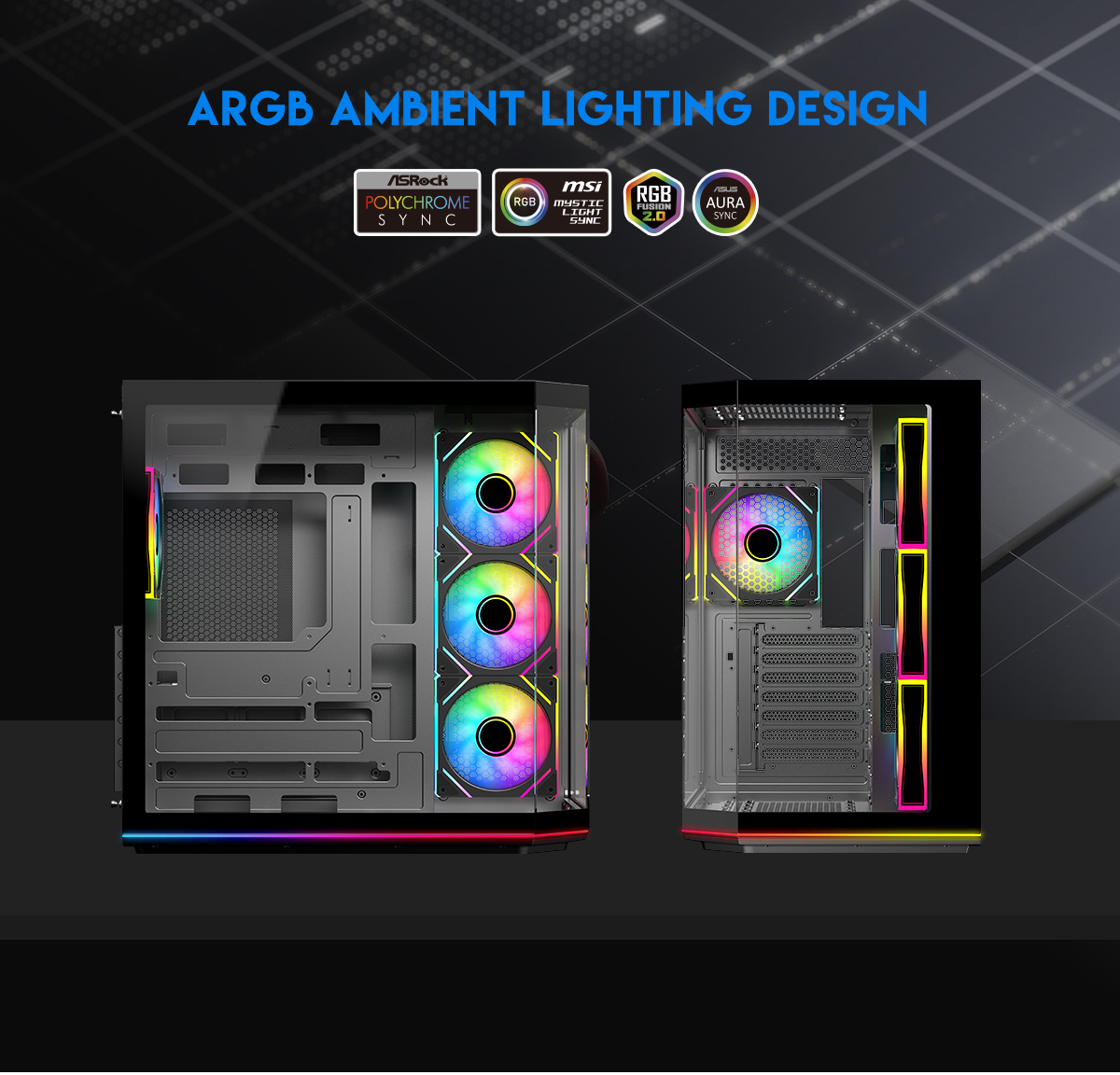 DIYPC ARGB-N3-PRO Black Tempered Glass ATX Gaming Computer Case