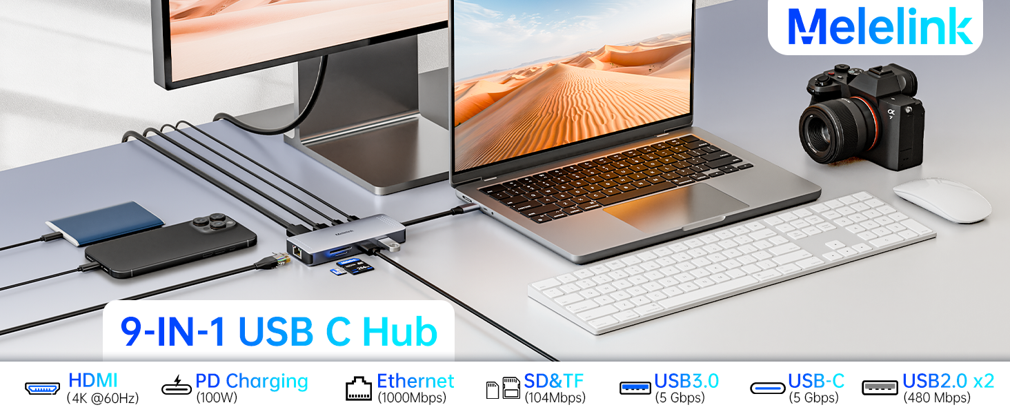 usb c hub ethernet multiport adapter hdmi 4K@30Hz 5Gbps USB-C with SD/TF Card Reader