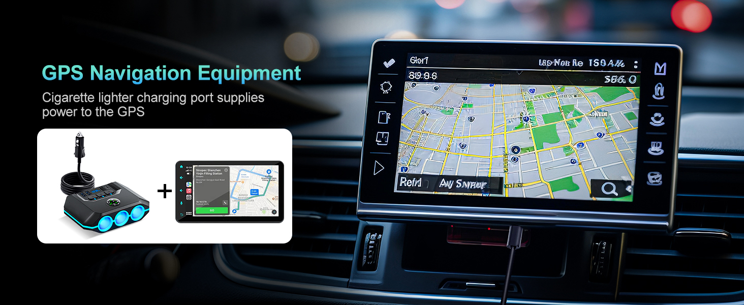 Car Auto Cigarette Lighter Splitter, 120W Car Charger Adapter with USB & PD, 7 in 1 Multi Port Power