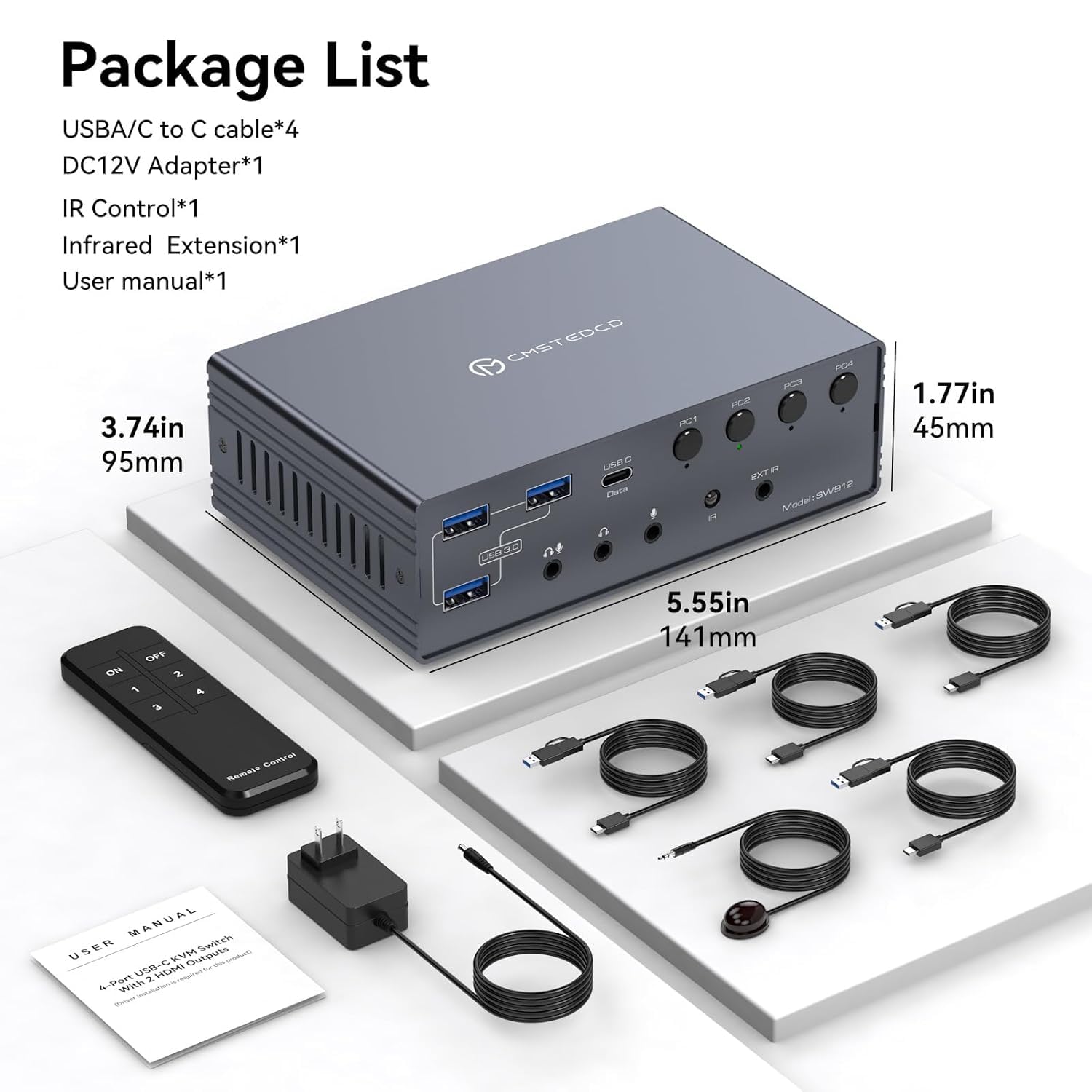 USB C KVM Switch Docking Station 2 Monitors 4 Computers 4K@120Hz Mac Thunderbolt Docking Station Dua