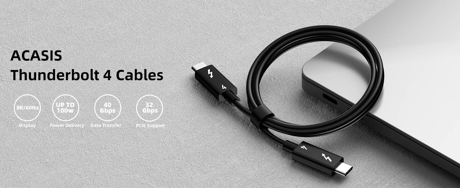 ACASIS Thunderbolt 4 Cable,40Gbps Data Transfer,100W Charging,8K Display or Dual 4K video