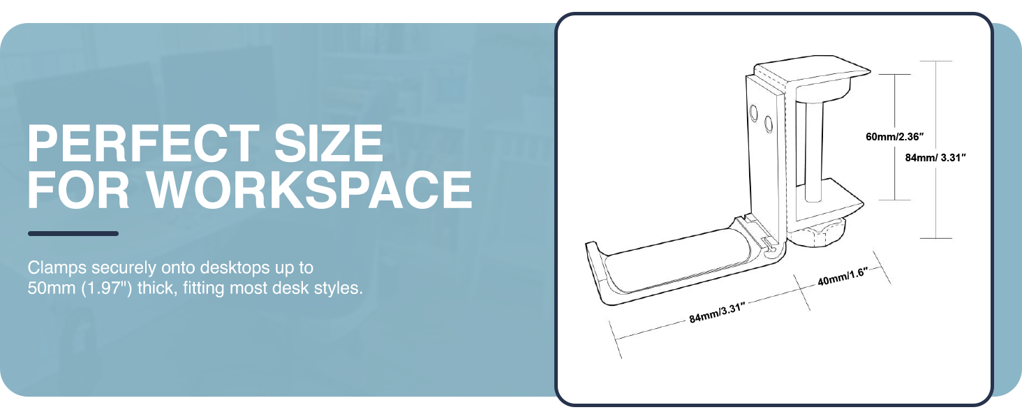 foldable headphone hook, under-desk headset hanger, rotating headphone mount, adhesive desk hook