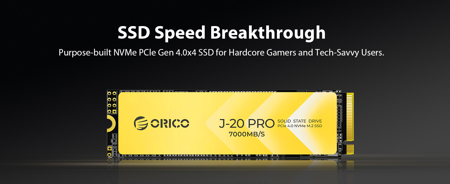 ORICO J20Pro 1TB PCIe Gen4x4 2280 NVMe M.2 3D NAND Internal Solid State Drive, Read Speed up to 7000