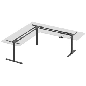 Triple-Motor Height-Adjustable Sit-Stand L-Shaped Corner Desk Frame, Black