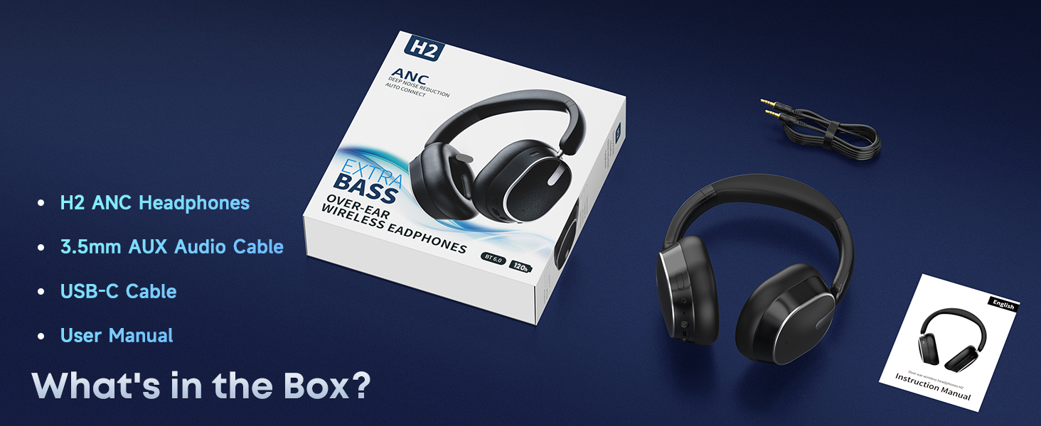 Hybrid Active Noise Cancelling Bluetooth Headphones, Wireless Bluetooth 6.0 Headphones Over Ear, 120