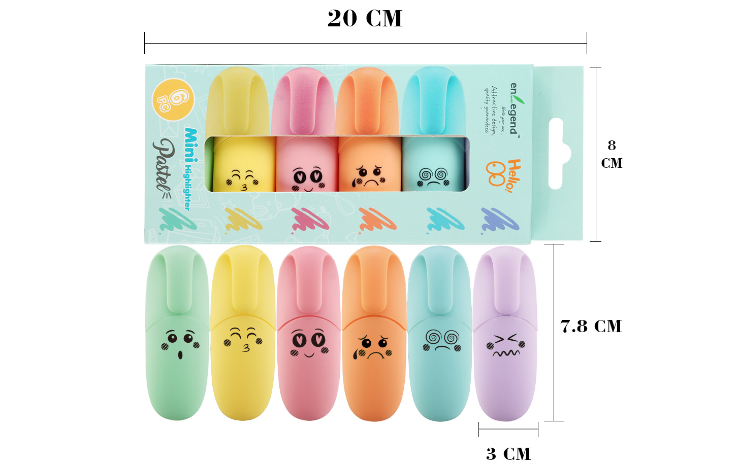 6 pieces Mini Highlighter Pen Pastel Color Chisel Tip Cute Design Highlighter  Marker 