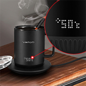 VSITOO S3 Temperature Control Smart Mug 2 with Lid, Self Heating Coffee Mug  10 oz, Touch Tech&LED Display, Black, 1.5-hr Battery Life - App Controlled Heated  Coffee Mug - Improved Design, Coffee Gifts 