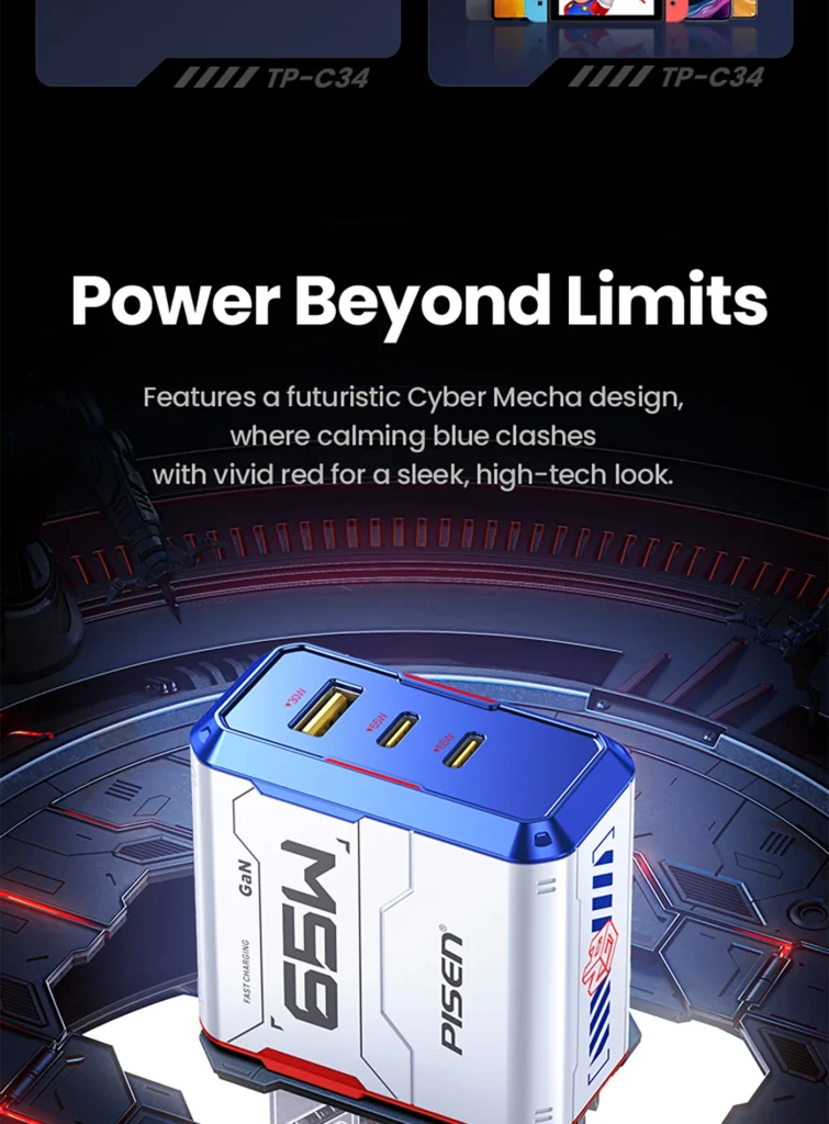 PISEN Gamer Lite 65W 3-Port GaN Fast Charger&nbsp;